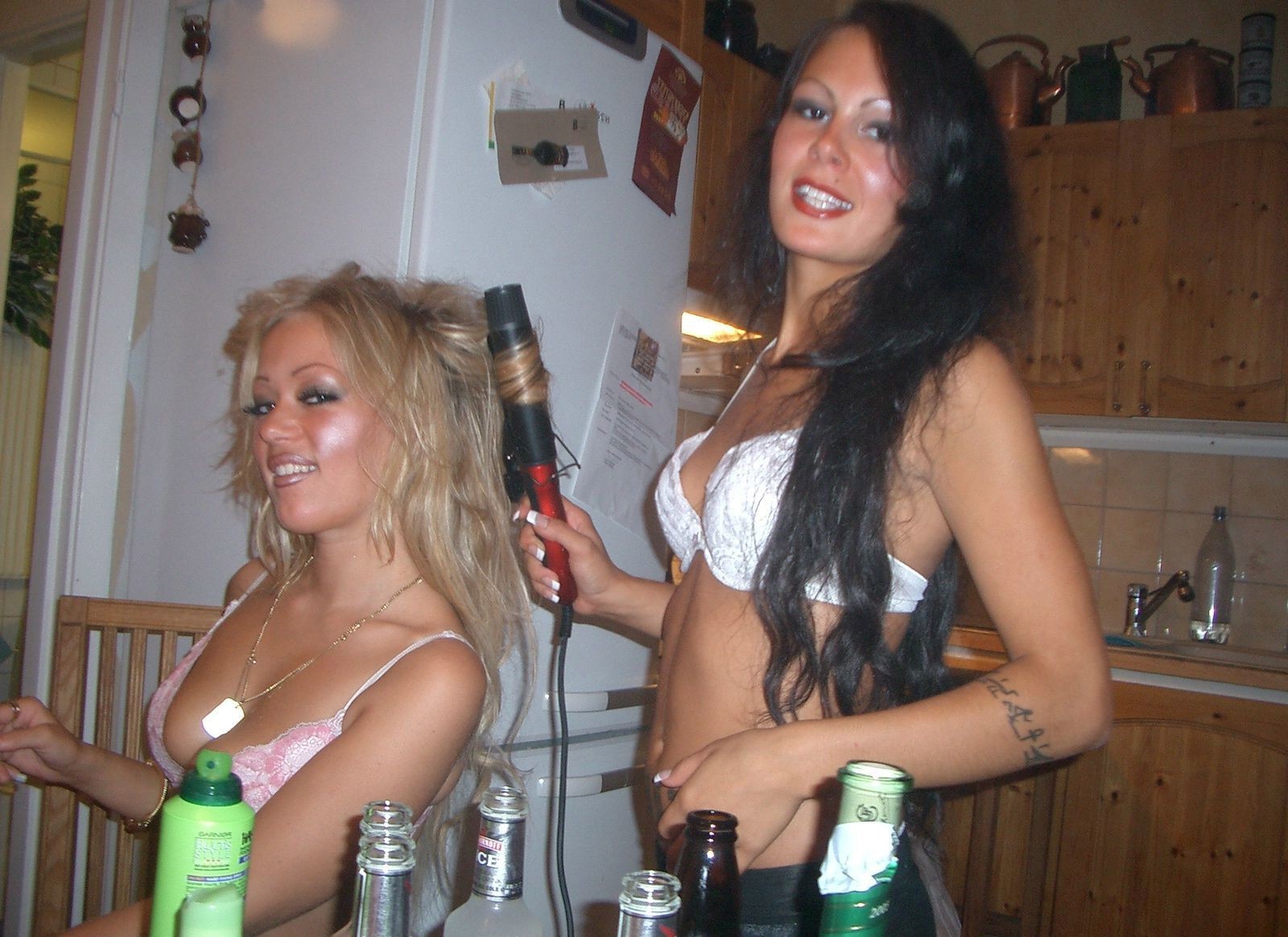 Sexy Swedish party girls getting drunk and kissing photo