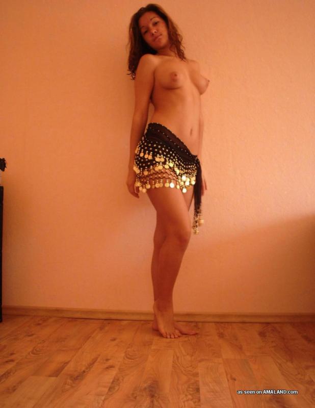 Topless latina ex girlfriend posing for her ex